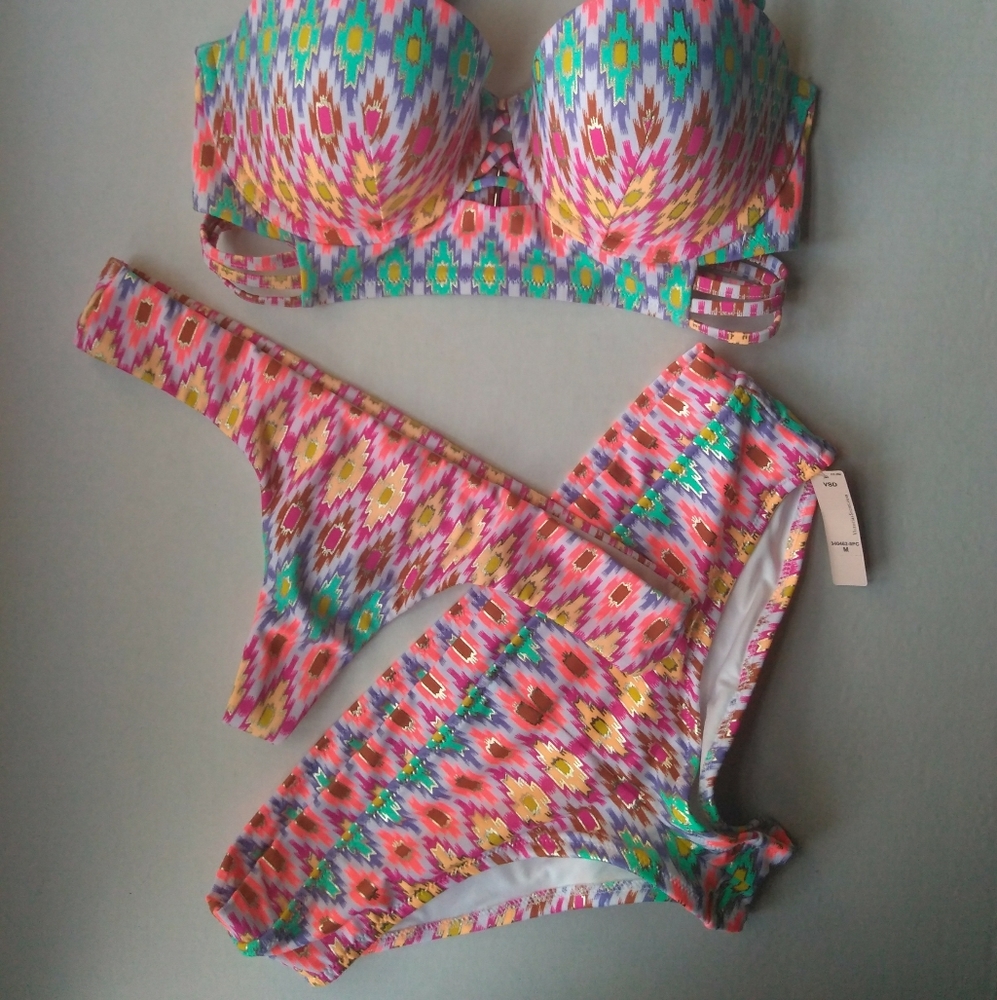 VS Midi Beach Bandeau Cheeky Thong Bikini~Ikat - Picture 13 of 13